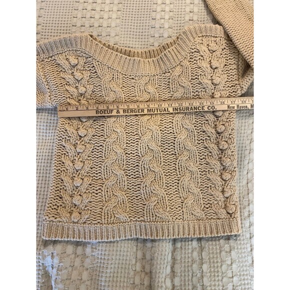 Hazel Cable Knit Sweater Size Small Boat Neckline  Loose Chunky Knit  Relaxed - Picture 9 of 10